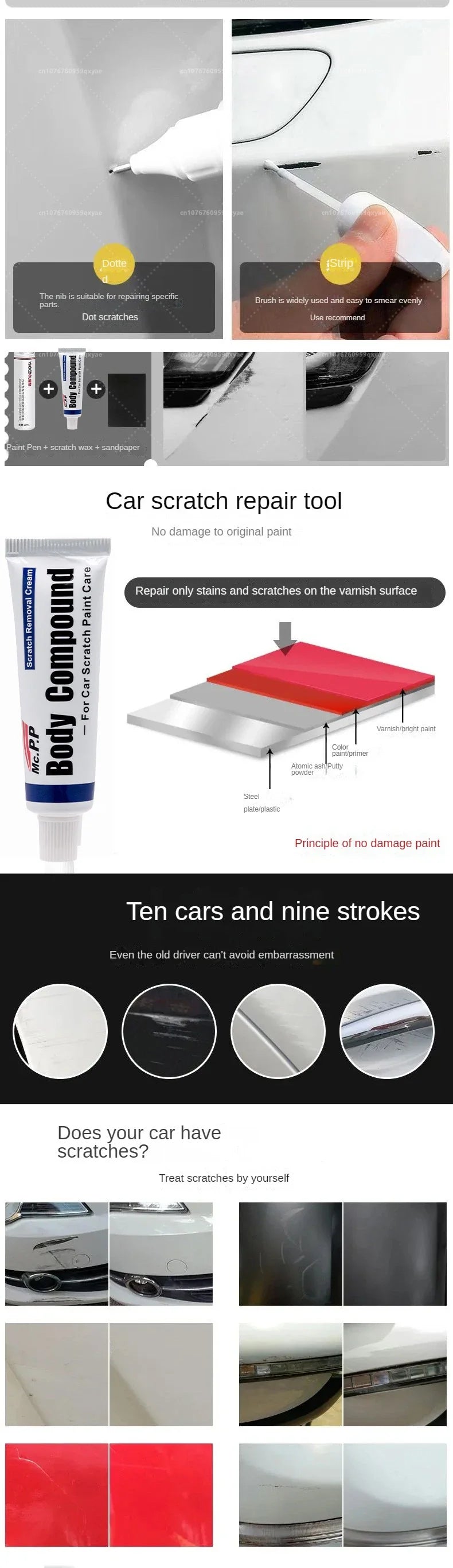Tesla Model 3/Y/X Pearl White Paint Repair Pen – Touch-Up Kit for Auto Paint Restoration