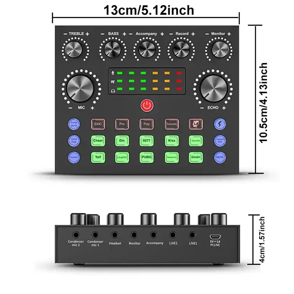 V8S Live Sound Card Bundle - Professional Microphone Recording Equipment for Podcast, DJ, Music & Live Streaming