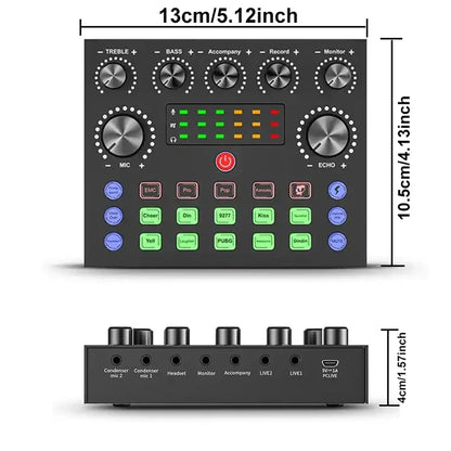 V8S Live Sound Card Bundle - Professional Microphone Recording Equipment for Podcast, DJ, Music & Live Streaming
