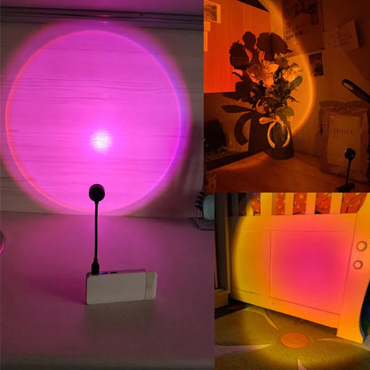 RnnTuu LED USB Sunset Lamp – Portable Mood Light, Home Decor & Photography Projector for Living Room & Wall