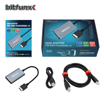 Bitfunx PS2 to HDMI Converter – RGB to YPbPr Switch Adapter for PS1 & PS2 PlayStation Game Consoles
