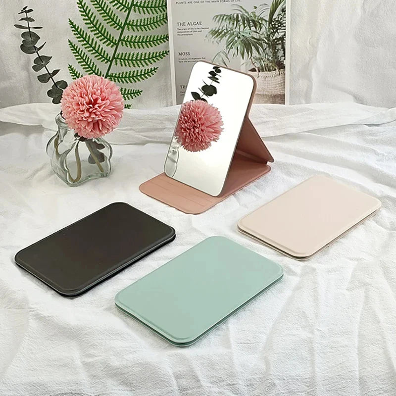 Mini Folding Makeup Mirror – Portable Pocket Mirror with Handle, Single-Sided for Women