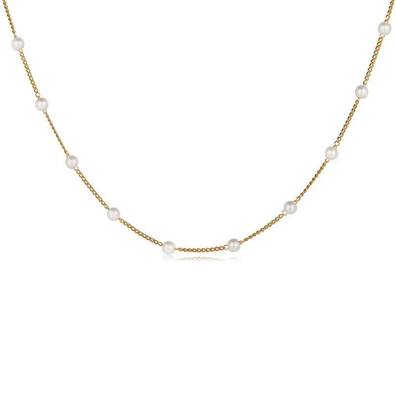 Women’s Gothic Pearl Beaded Lace Necklace – Gold Pendant Collar Jewelry Accessory for Girls