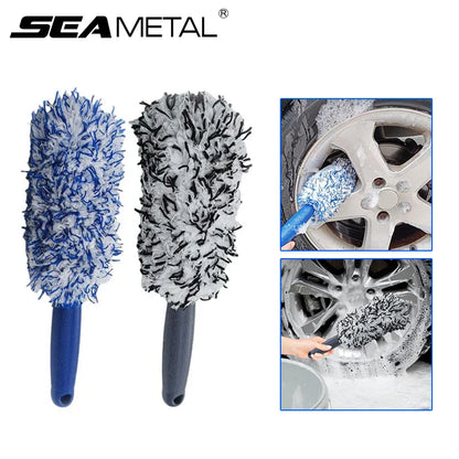 SEAMETAL Car Wheel & Tire Cleaning Brush – Portable Plush Hub Brush for Car Detailing and Dust Removal