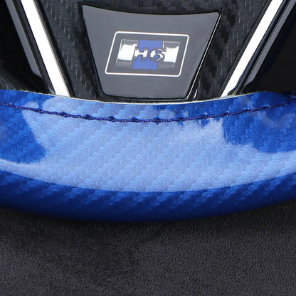 Dual-Tone Carbon Suede Steering Wheel Cover — Non-Slip, Soft Comfort, Universal Fit for Round & D-Type Wheels