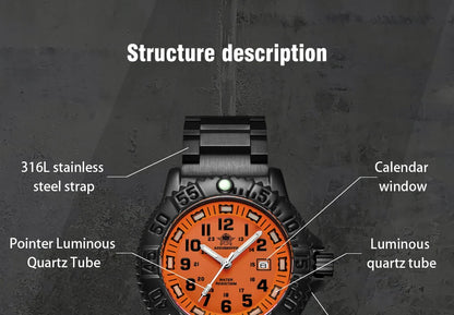 Addies Men's Military Watch - Luminous, Multi-Functional Quartz with Nylon & Steel Strap, Waterproof Outdoor Sports Watch