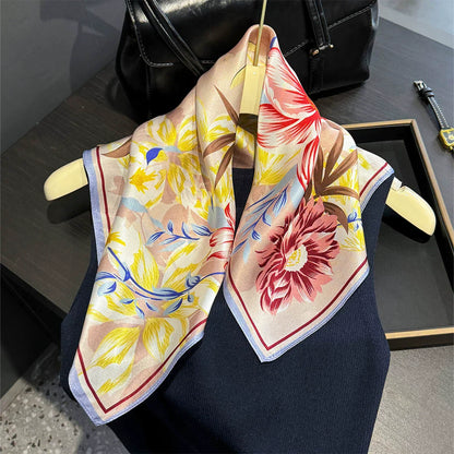 New 2024 Pashmina Scarf – 100% Mulberry Silk Small Shawl, Summer Beach Poncho, Women’s Hijab, Bandana & Kerchief 53x53cm