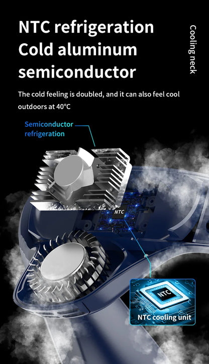 Portable Neck Fan 5200mAh – Rechargeable Wearable Semiconductor Cooling Fan, Personal Outdoor Neck Air Conditioner