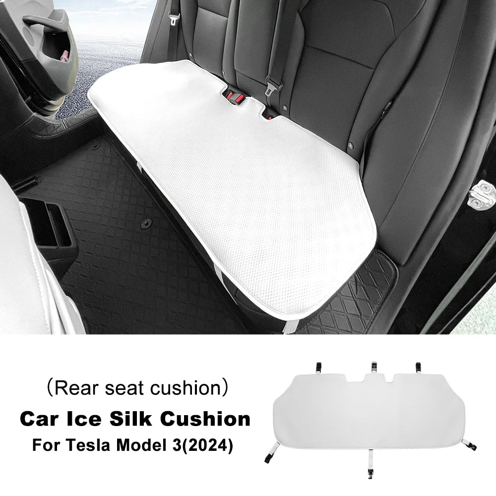 Tesla Model 3 Highland 2024 Ice Silk Car Seat Cushion – Breathable All-Season Seat Cover & Back Seat Protector Interior Accessory