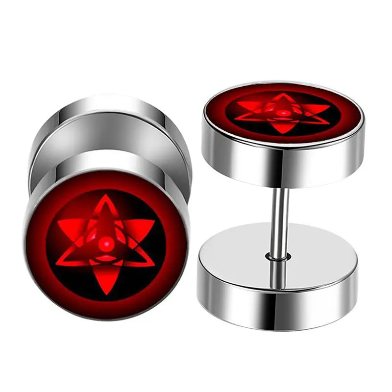 Anime Naruto Earrings – Uzumaki & Uchiha Itachi Sharingan Studs, Cosplay Accessories for Men, Women & Girls Gift