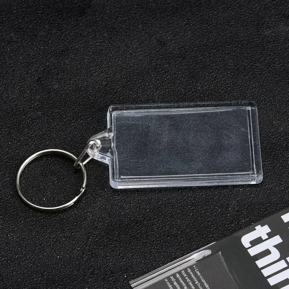 Clear Acrylic Photo Frame Keychains – Blank Rectangle Keyrings for Double-Sided Photos, DIY Supplies (5-100PCS)