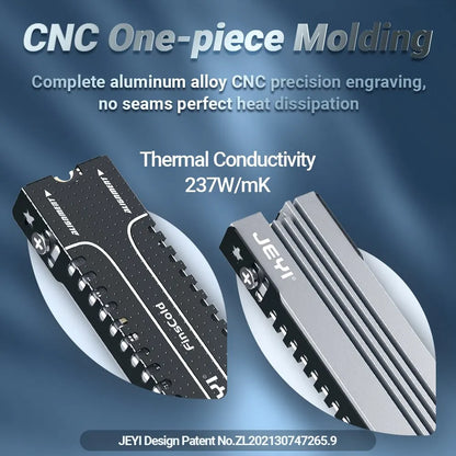 JEYI M.2 SSD Heatsink – 2280 NVMe NGFF Aluminum Cooler with Thermal Silicone Pad for Motherboard & PS5
