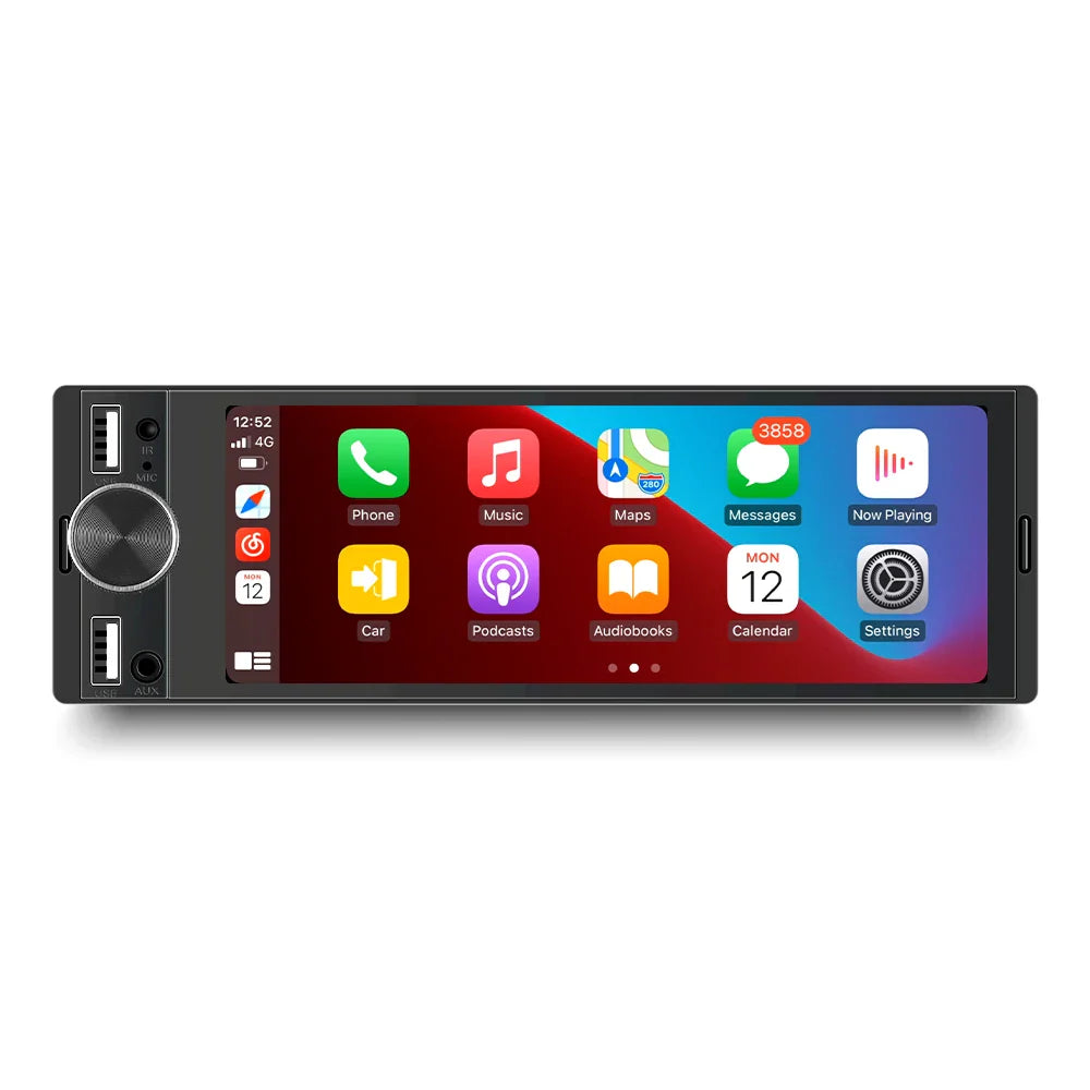 1DIN Universal 6.86" MP5 Car Radio – Wireless CarPlay Android Auto Multimedia Video Player with AUX, USB, SWC, Bluetooth & Touchscreen