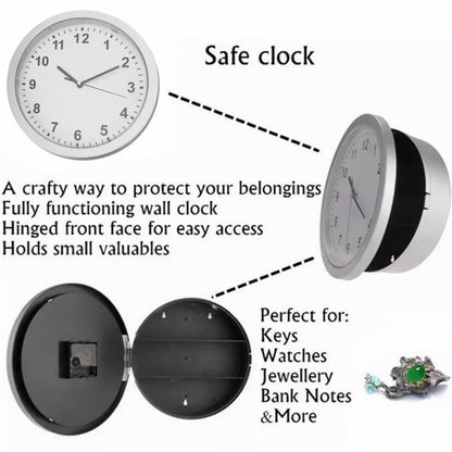 Large Hidden Safe Wall Clock – Secret Security Box for Money, Jewelry & Storage, Home Office Cash Safe