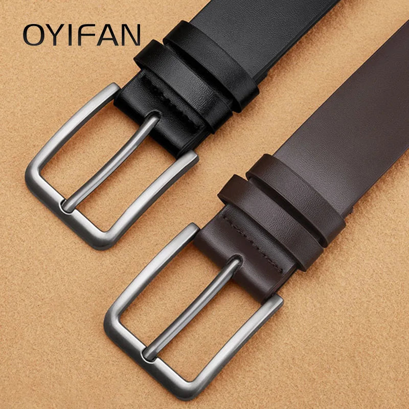 Men's PU Leather Belt with Alloy Pin Square Buckle - Fashionable Business and Leisure Belts in Black, Coffee Brown for Jeans