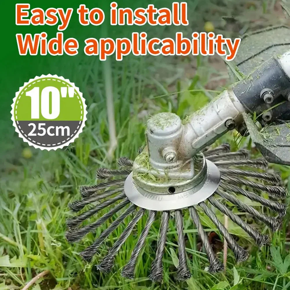 Universal Steel Wire Weed Brush Cutter Head for Lawn Mower – 4/5/10 Inch Grass Trimmer Disc Garden Weeding Tool Attachment