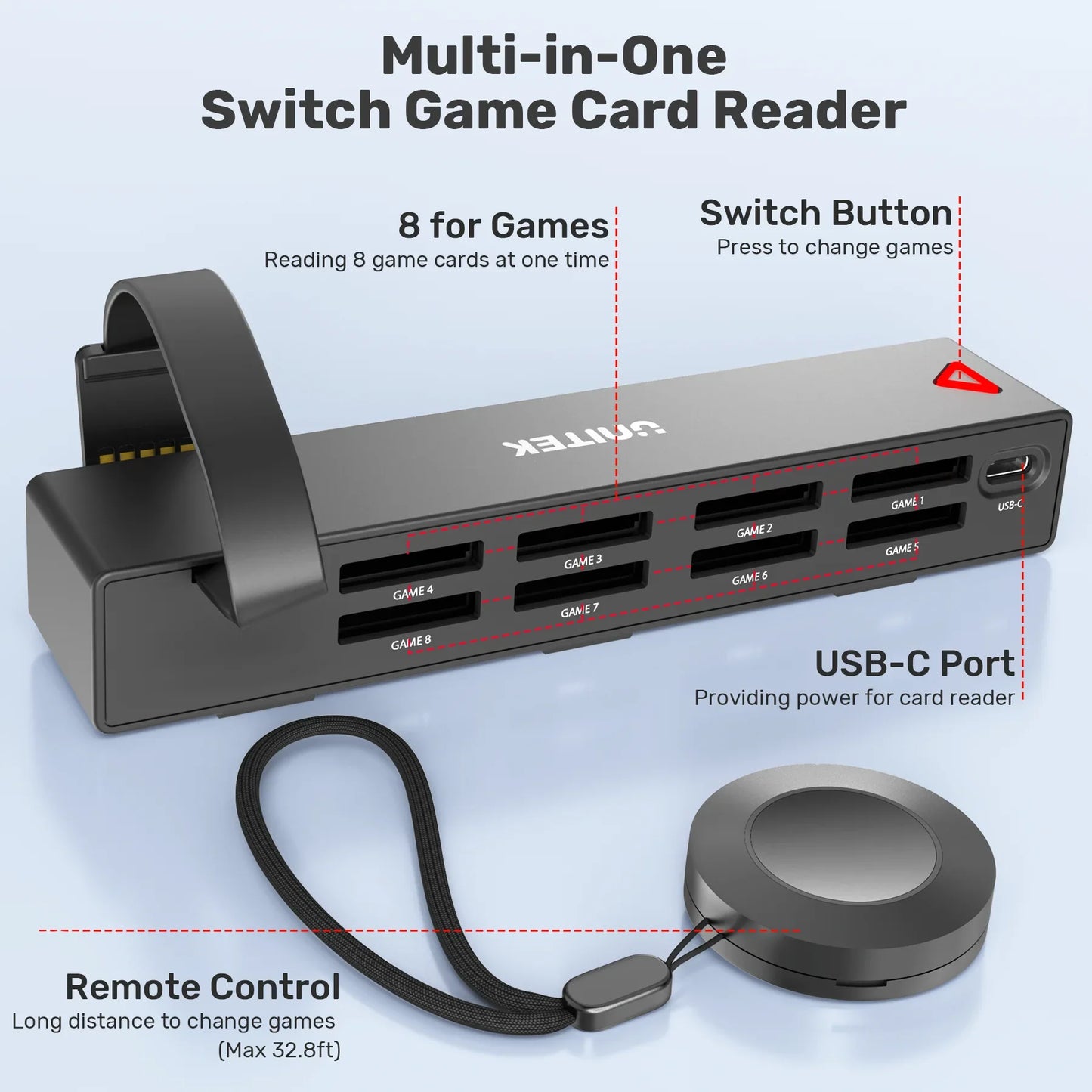 Nintendo Switch OLED Game Switcher — One-Key Fast Switching Multi-Game Card Reader with 5M Wireless Control Accessory