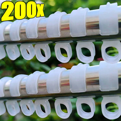 10/200PCS Windproof Hanger Hooks – Anti-Slip Clear Plastic Clothes Hooks for Drying Rack, Household Rod Buckles