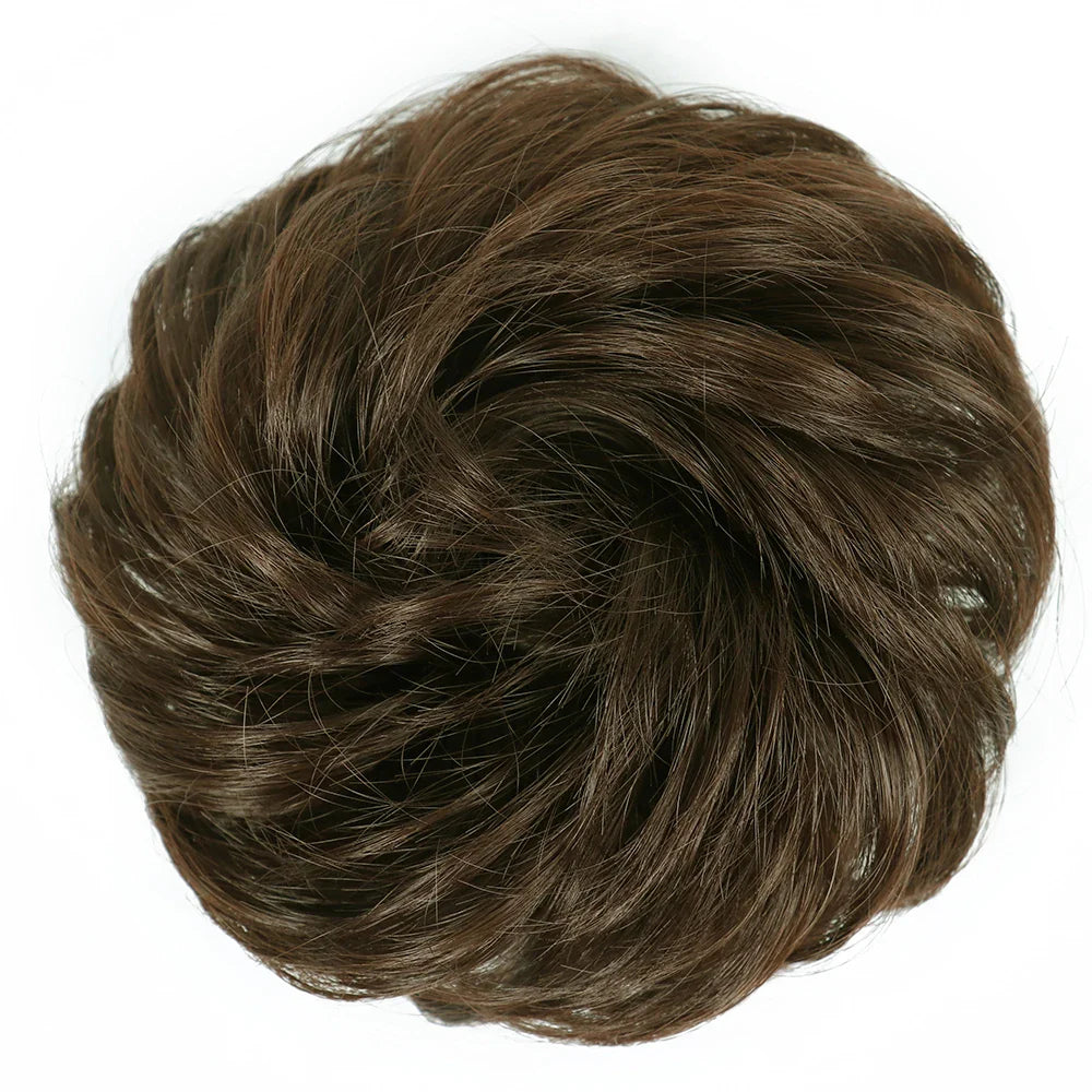 Azqueen Synthetic Messy Bun Chignon – Gray Brown Hair Bun Pad with Elastic Rope & Rubber Band Hair Extensions