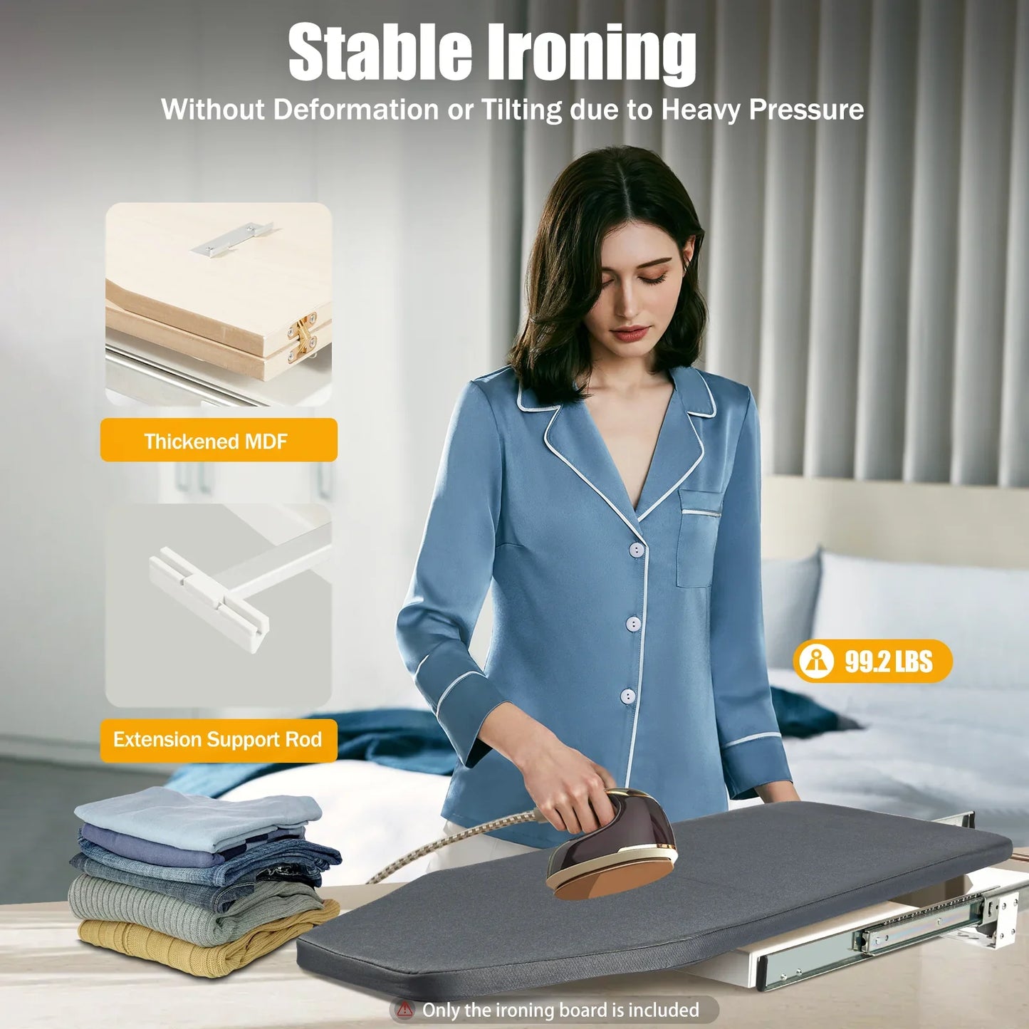 Foldable Cabinet-Mount Ironing Board | Sturdy Metal Frame 80x29.5cm Gray