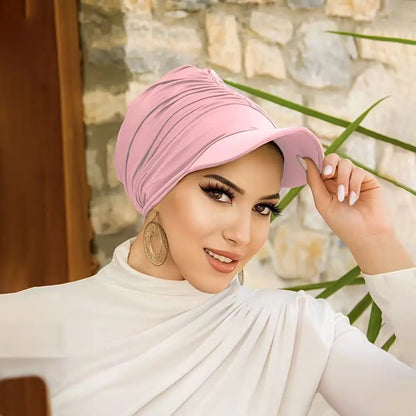 Women’s Wide Brim Headwrap Hat – Multicolor Muslim Turban Cap, Pullover Bonnet Sun Hat for Travel & Hair Loss Fashion