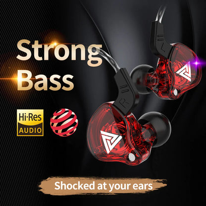 QKZ AK6 In-Ear Earphones - 6 Dynamic Drivers, Stereo Headphones with Mic, Sports HIFI Subwoofer Monitor Earbuds