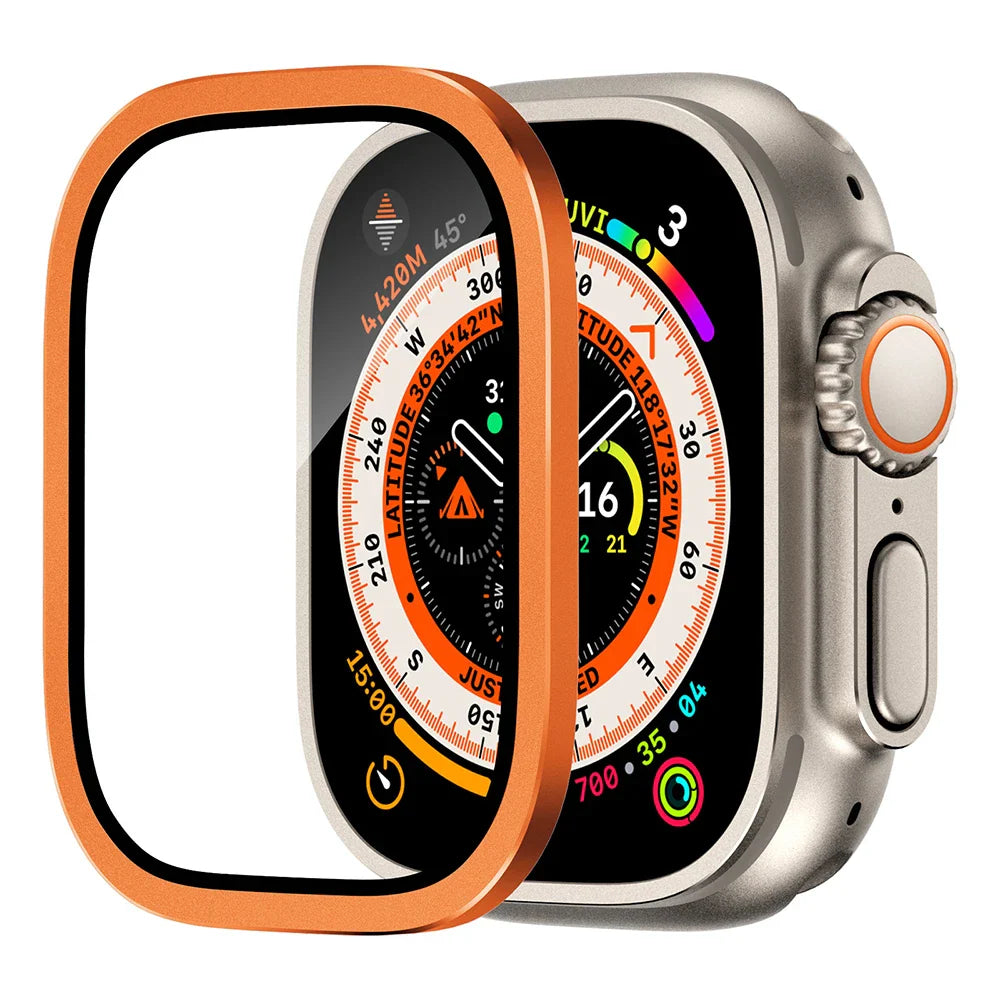 Tempered Glass Screen Protector for Apple Watch Ultra 2 49mm – Anti-Scratch HD Full Film with Metal Bumper, iWatch Ultra Accessories