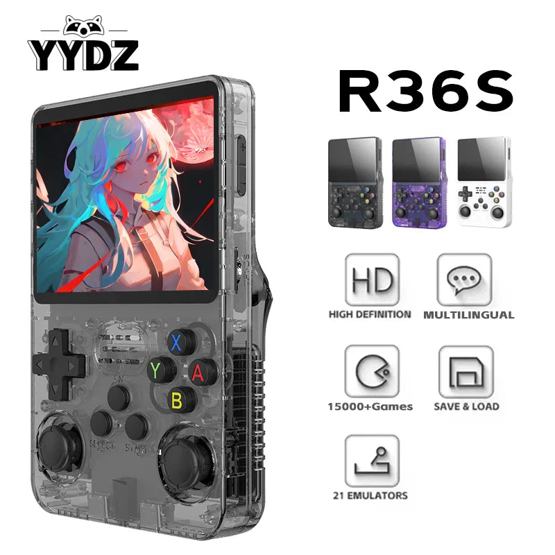 R36S Retro Handheld Video Game Console: Linux System, 3.5-inch IPS Screen - Portable Handheld Video Player with 64GB Storage, Loaded with 15,000 Games!