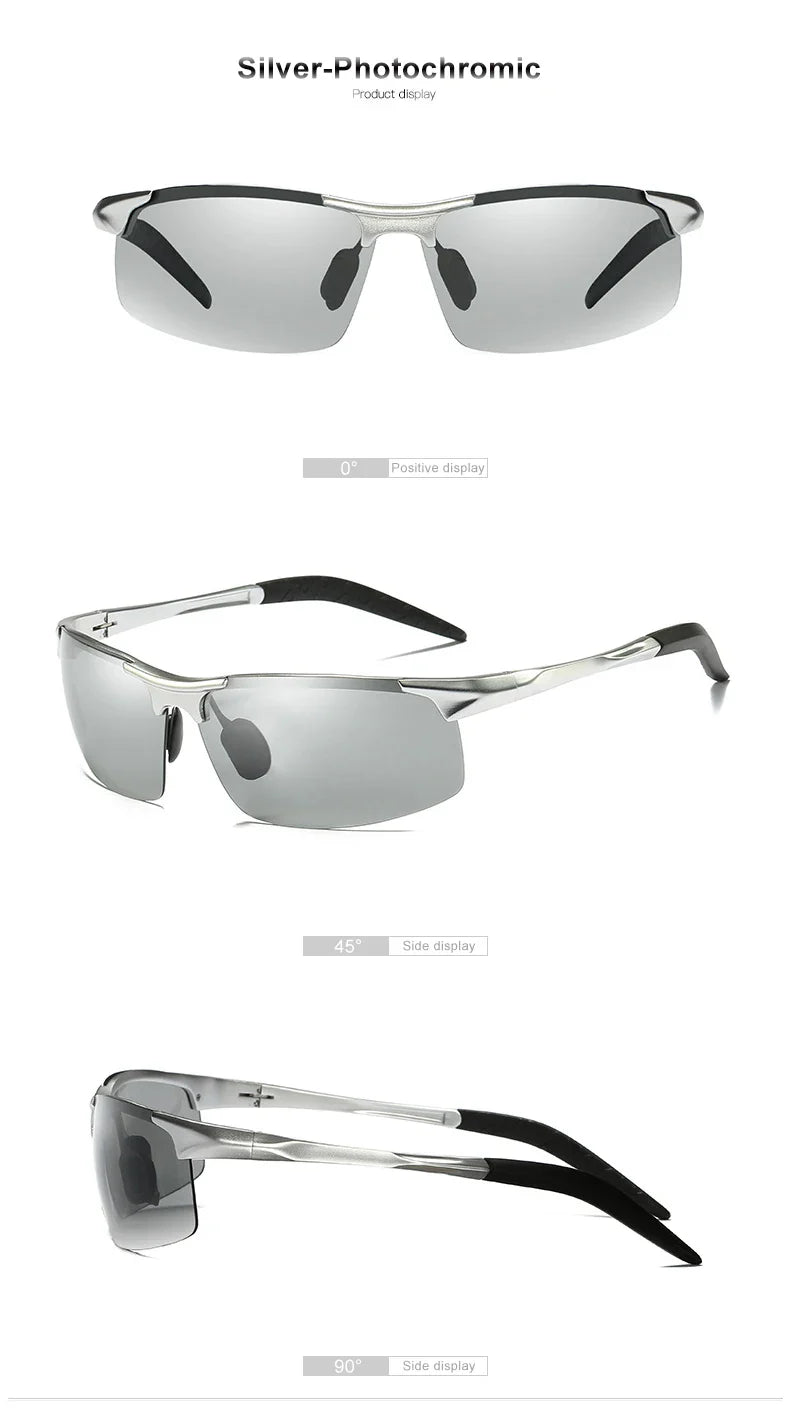 CLLOIO Aluminum Photochromic Sunglasses – Polarized Day & Night Chameleon Glasses for Men, Anti-Glare, UV Protection, Color Changing Sun Glasses