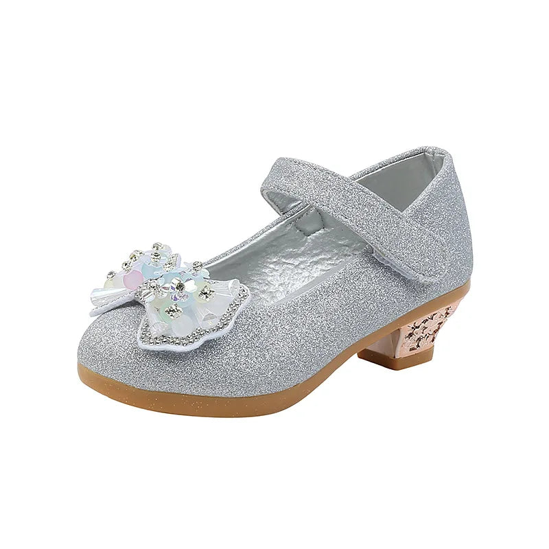 Children's Princess Dress Shoes - Leather Bowtie High Heels for Girls' Parties & Casual Wear
