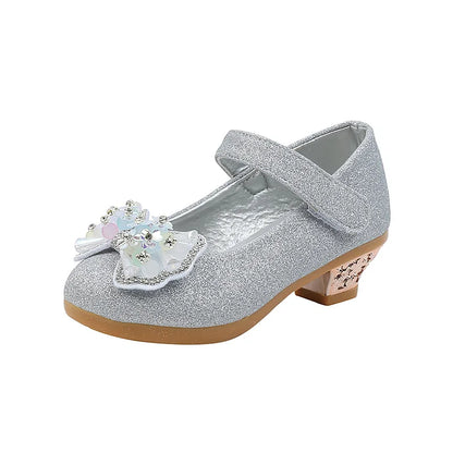 Children's Princess Dress Shoes - Leather Bowtie High Heels for Girls' Parties & Casual Wear