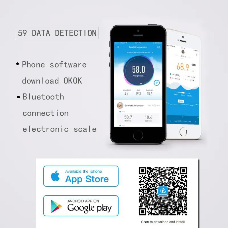 Smart Bluetooth Body Composition Scale: Wireless Digital Bathroom Weight Analyzer with Smartphone App