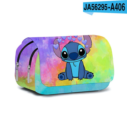 Stitch Fully Printed Flap Pencil Case – Kawaii Anime Stationery Box for School Girls