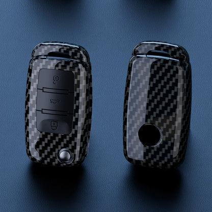 Carbon Fiber ABS Car Key Cover Case for VW Volkswagen – Fits Polo, Tiguan, Passat, Golf 7, Jetta, Skoda, Kodiaq, Superb, Octavia, Seat