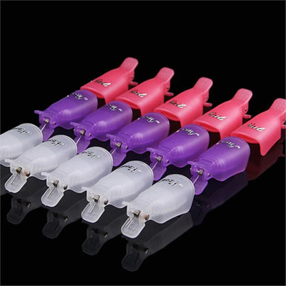 10Pcs UV Gel Polish Remover Clips – Colorful Acrylic Nail Art Soak-Off Caps for DIY Manicure & Nail Cleaning
