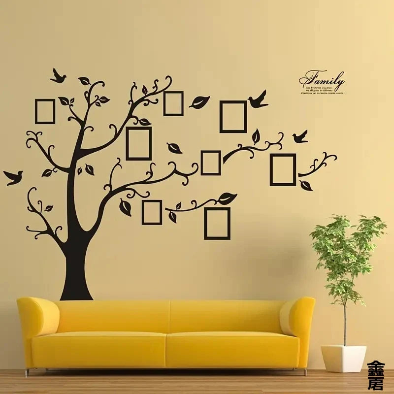 Large Family Tree Wall Sticker – Photo Frame Wall Decal for Home, Room & Scene Decor