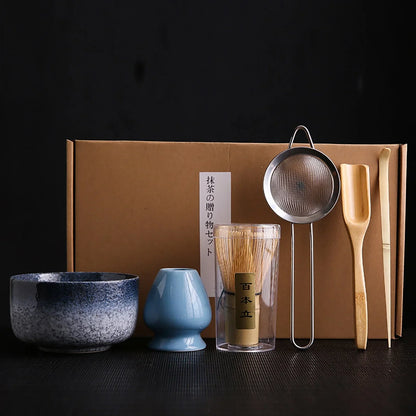 4/6Pcs Bamboo Matcha Tea Whisk Set – Scoop, Brush, Strainer & Bowl for Japanese Tea Ceremony