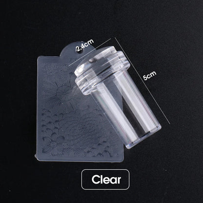 Transparent Nail Art Stamper Kit - French Manicure Stamping Plate, Scraper & Polish Tools