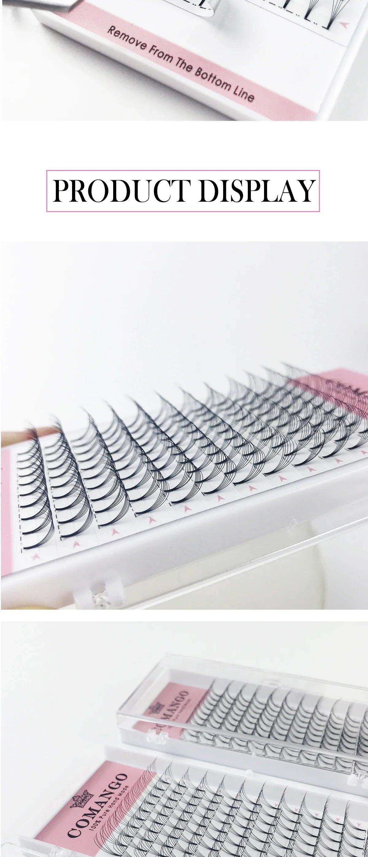 CoMango Premade Volume Fans Short Stem Russian Eyelash Extensions — 3D-10D Faux Mink Lashes Wholesale