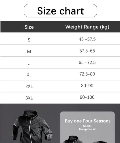 All-Season Men’s Sportswear 5-Piece Set — Tracksuit for Running, Cycling, Fitness & Hiking