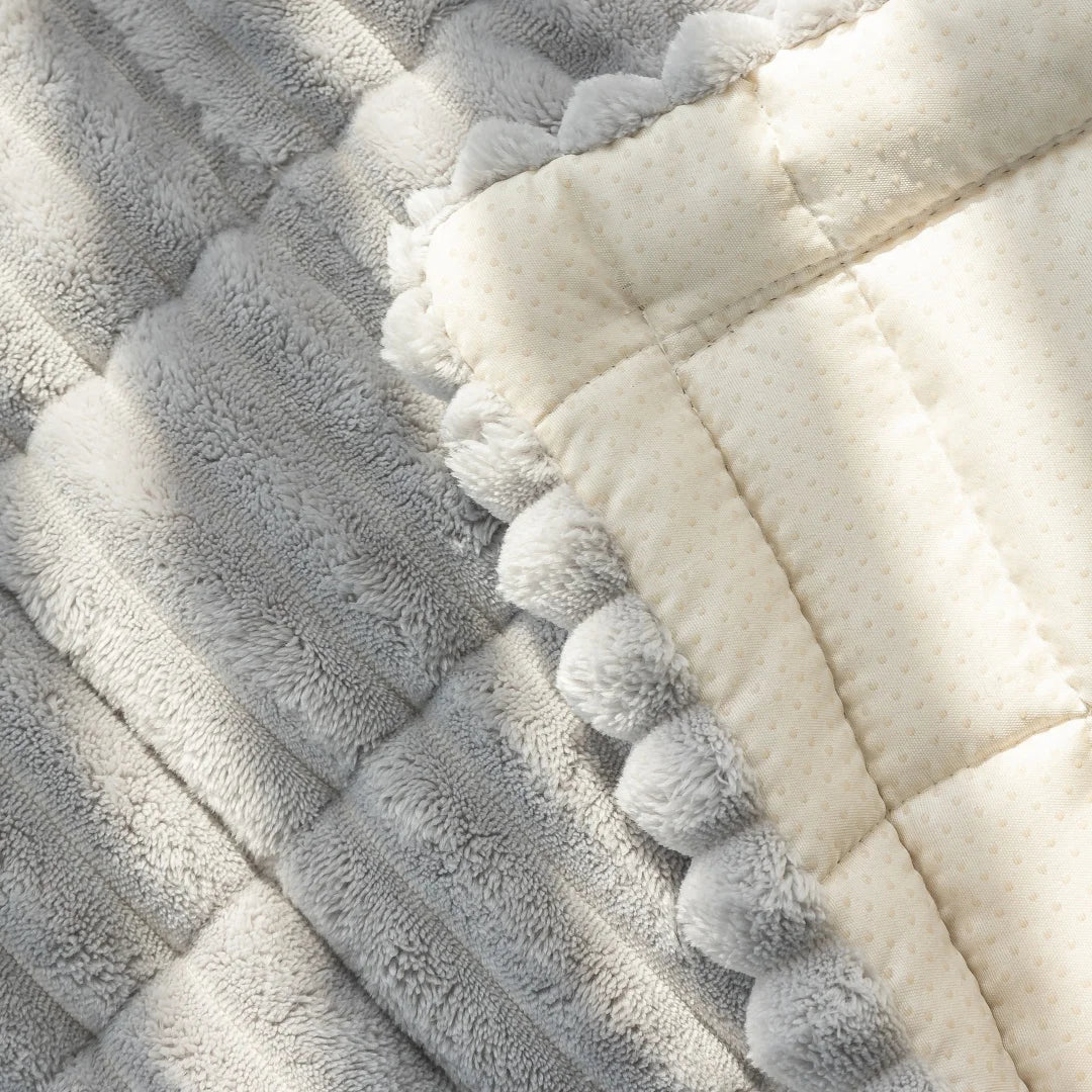 Thick Quilted Stripe Flannel Sofa Pad – Warm Multiuse Winter Sofa Cover, Towel & Slipcover for Living Room