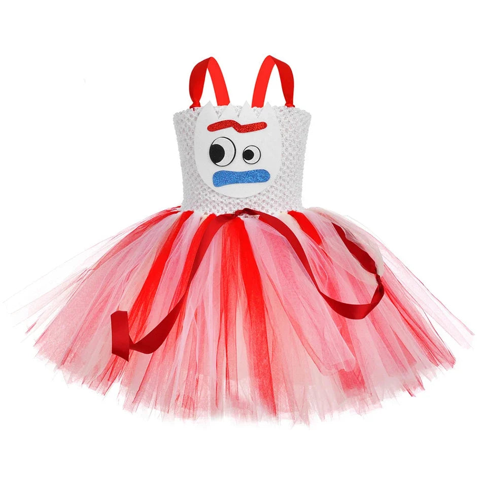 Kids Toy Story Character Tutu Dress - Woody, Jessie, Buzz & Forky Cosplay Costume for Halloween & Stage Performances