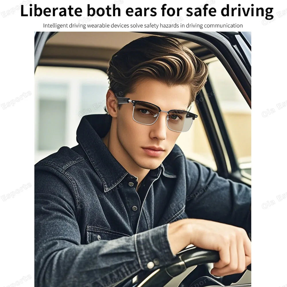 Ola Esporte Bluetooth Smart Glasses – AI Voice, Automatic Adjustment, Waterproof Anti-Blue Light Eyewear with Music & Call