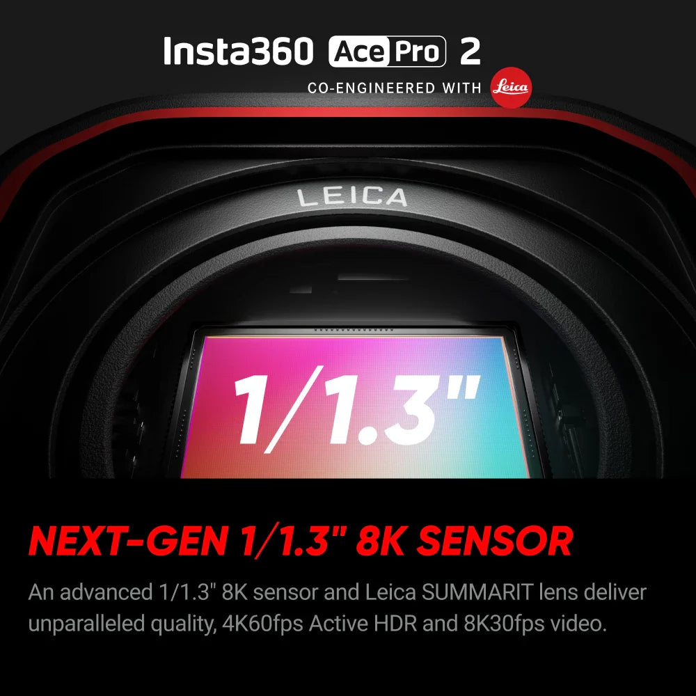 Insta360 Ace Pro 2 – 8K Waterproof Action Camera Co-Engineered with Leica, 1/1.3" Sensor, Dual AI Chip, Superior Low Light Performance