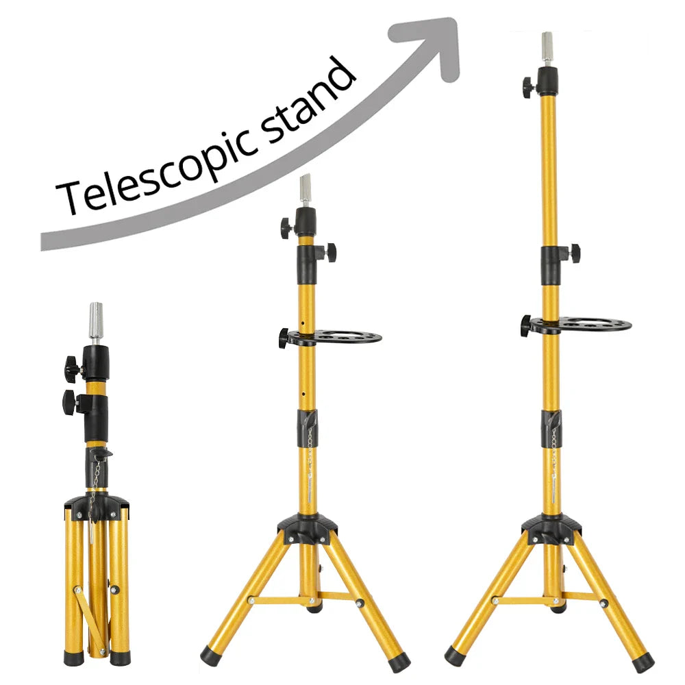 Multifunction Wig Stand — 3-Holder Tripod for Mannequin Heads, Training Dolls & Canvas Blocks