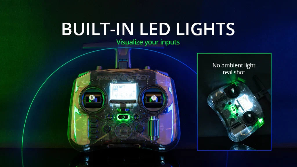 Radiomaster Pocket Hall Gimbal Portable RC Transmitter with Built-in LED Light & Foldable Antenna