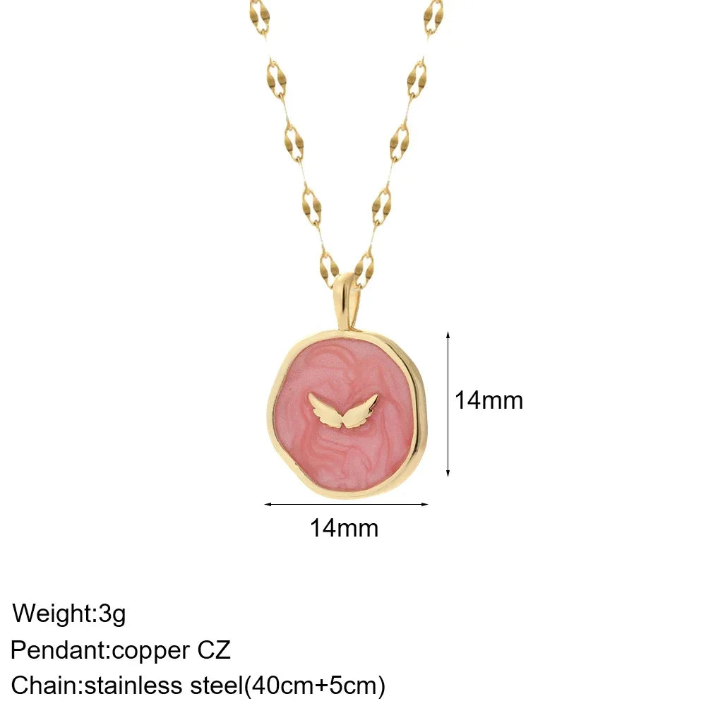 Heart Evil Blue Eye Sun Necklace – Cute Dog, Bee & Elephant Gold Pendant with Long Stainless Steel Chain for Women