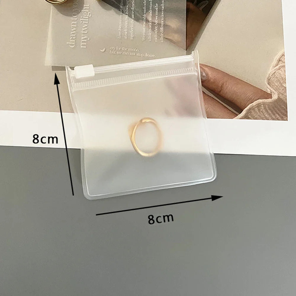 Personalized Transparent EVA Jewelry Zipper Bag – Frosted Plastic Storage Pouch for Ring, Earring, Necklace & Bracelet Packaging