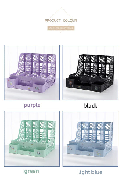 Multi-Color File Rack Folder Storage Box, Desktop File Box, Multi-Functional File Basket, Multi-Layer Shelf, Office Bookshelf Organizer