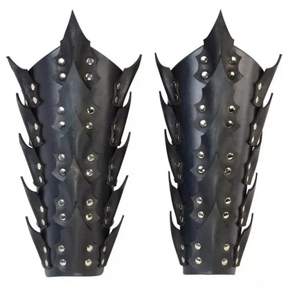Medieval Steampunk Viking Bracer – PU Leather Scale Arm Armor for Knight, Warrior LARP Cosplay & Theatre Costume